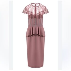 ☀️Zuhair Murad Pink Strapless Peplum Sheath Dress